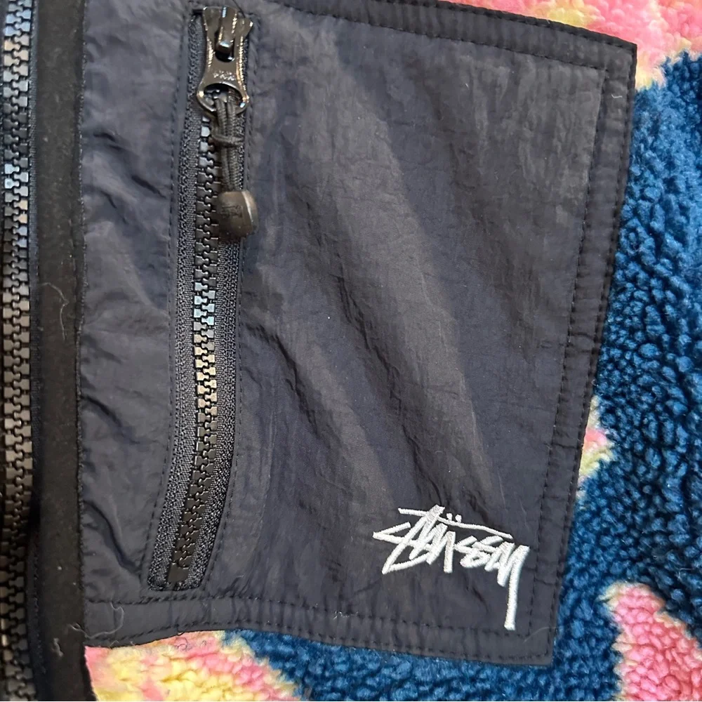 Stussy Floral‎ Sherpa Hood Jacket Dark Teal Men’s Small